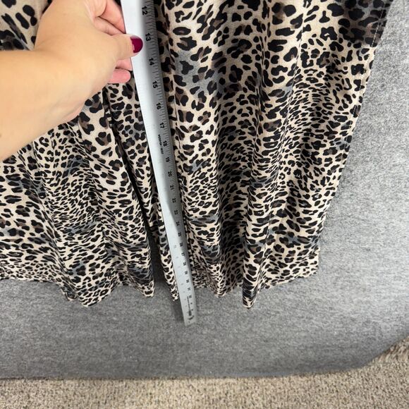 Entro Pants Women M Medium Beige Animal Print High Rise Flat Front Chino Casual - Picture 6 of 9